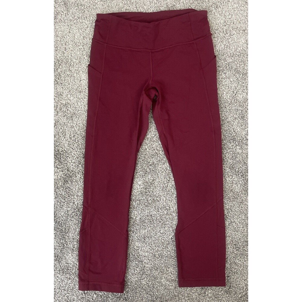 Lululemon Leggings Women 4 Maroon High Rise Pockets 23 Inseam